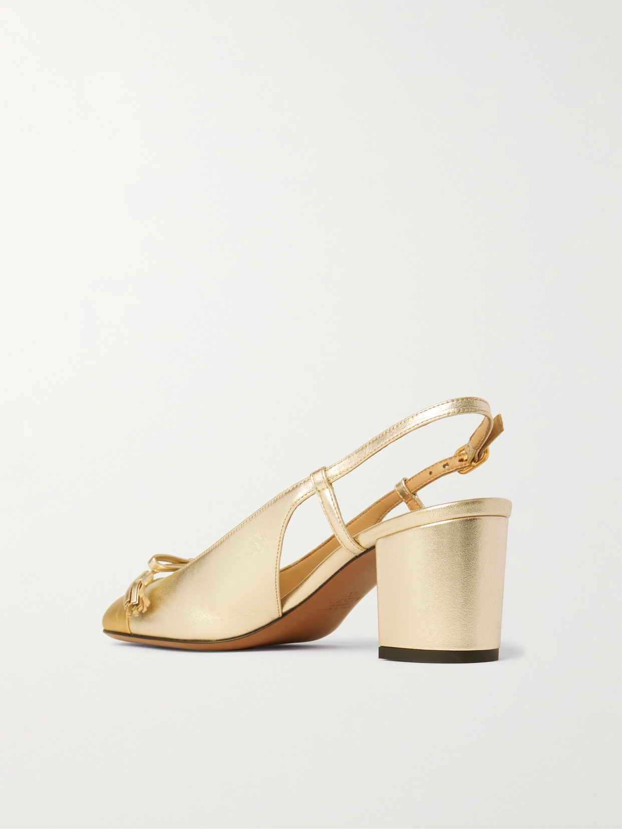 Valentino Valet Du Roi 60 Tasseled Two-tone Metallic Leather Slingback Pumps In Gold