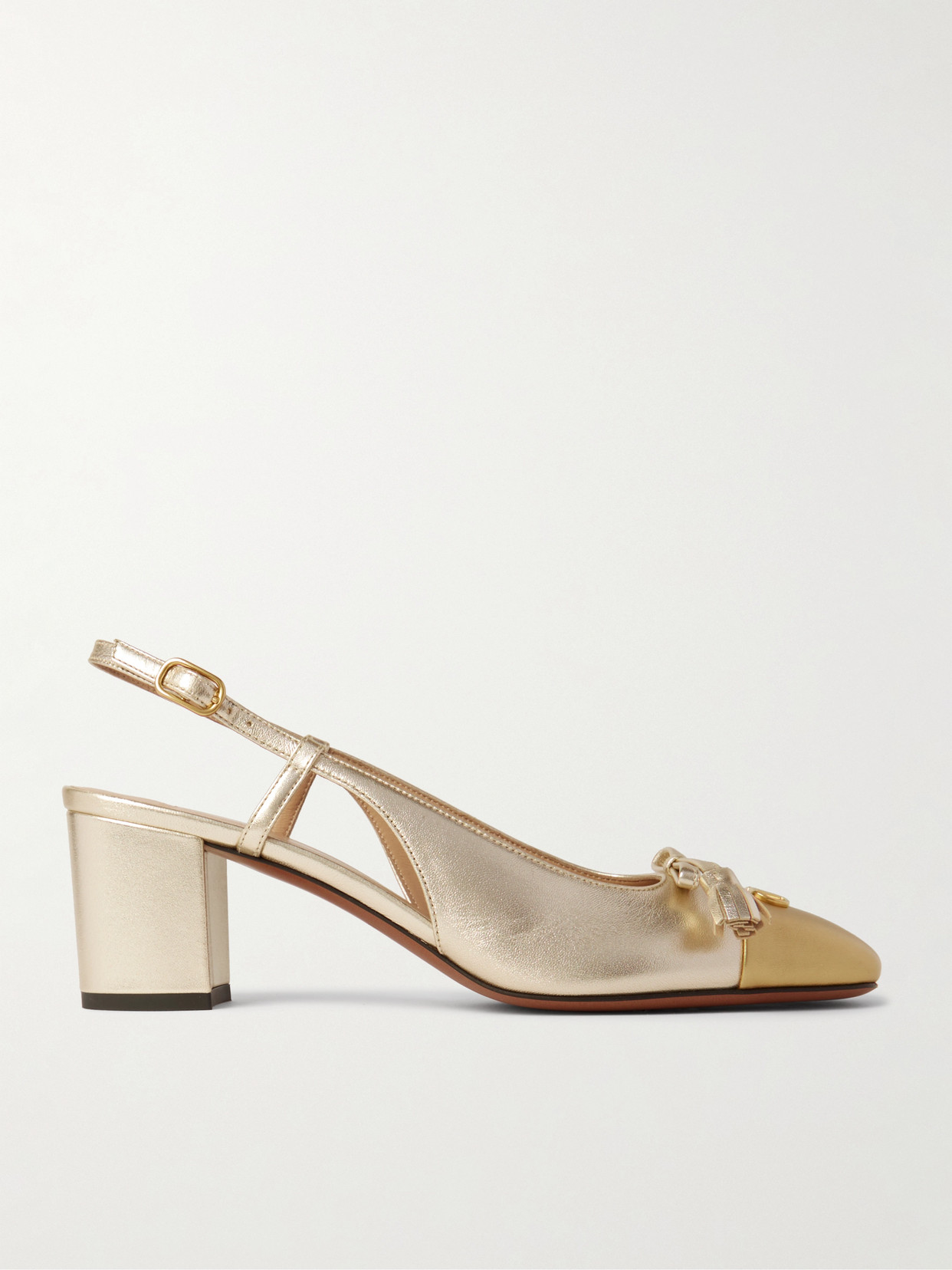 Valentino Garavani Valet Du Roi 60 Tasseled Two-tone Metallic Leather Slingback Pumps In Gold
