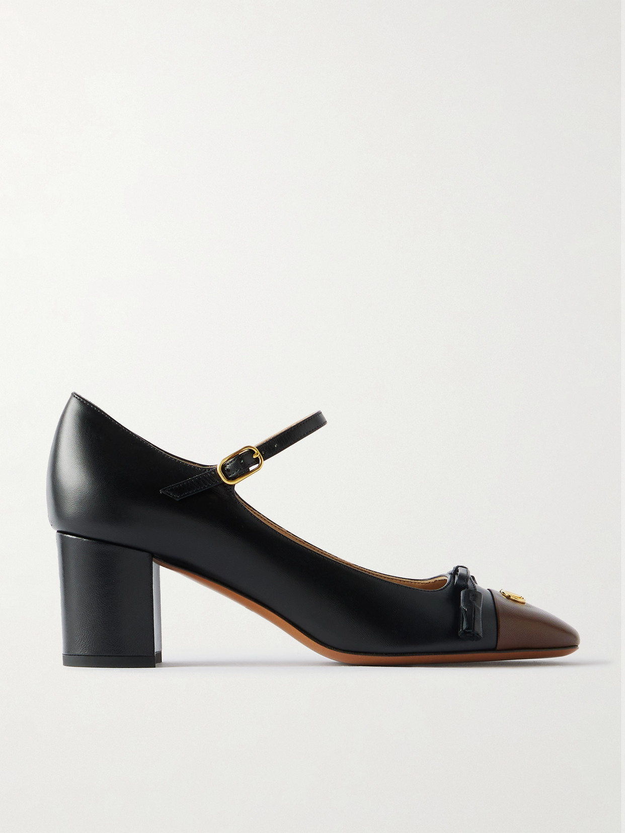 Valentino Garavani Valet Du Roi 60 Tasseled Two-tone Leather Mary Jane Pumps In Black