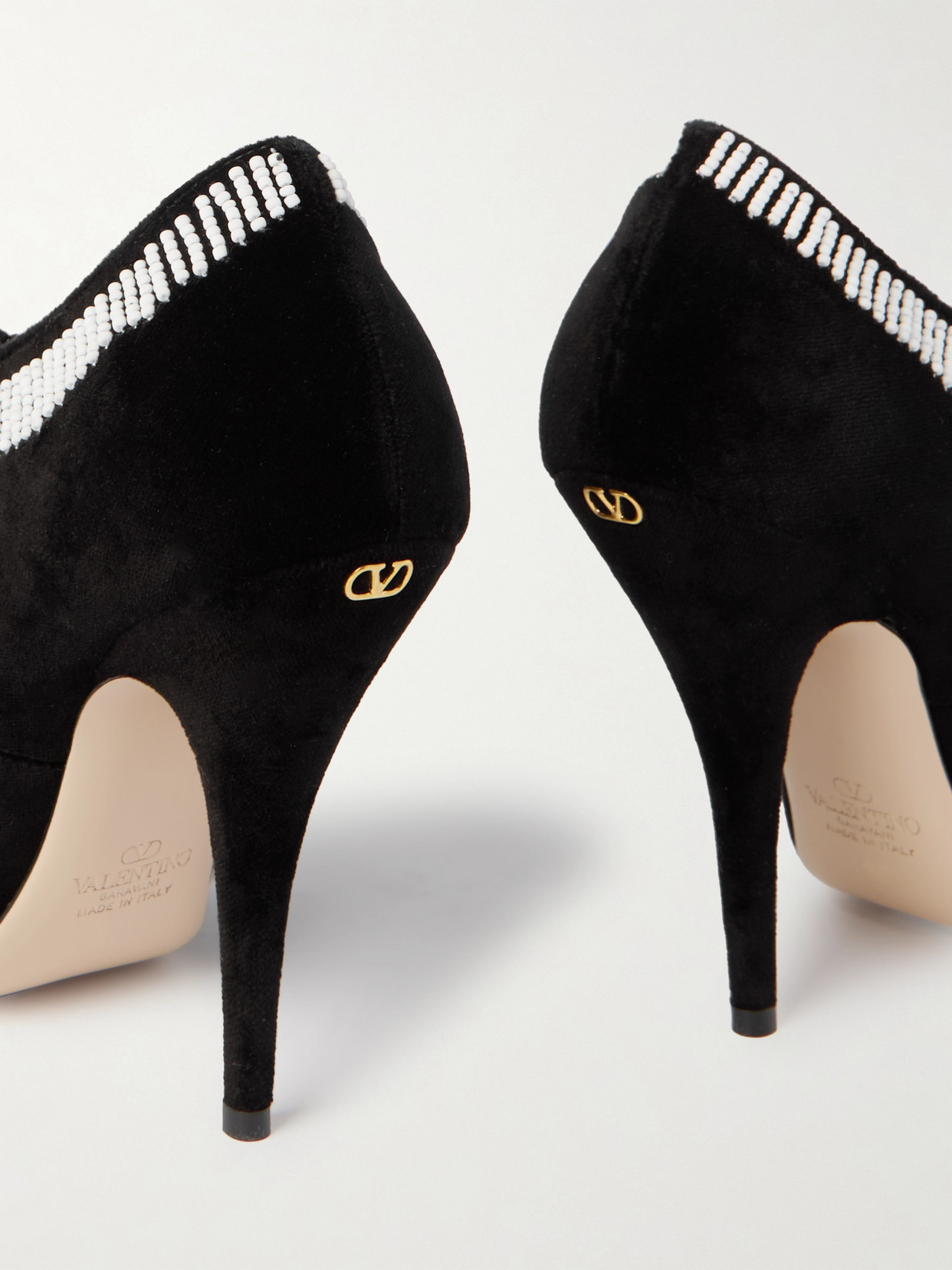 Valentino Rockoco Embellished Taffeta-trimmed Suede Pumps In Black