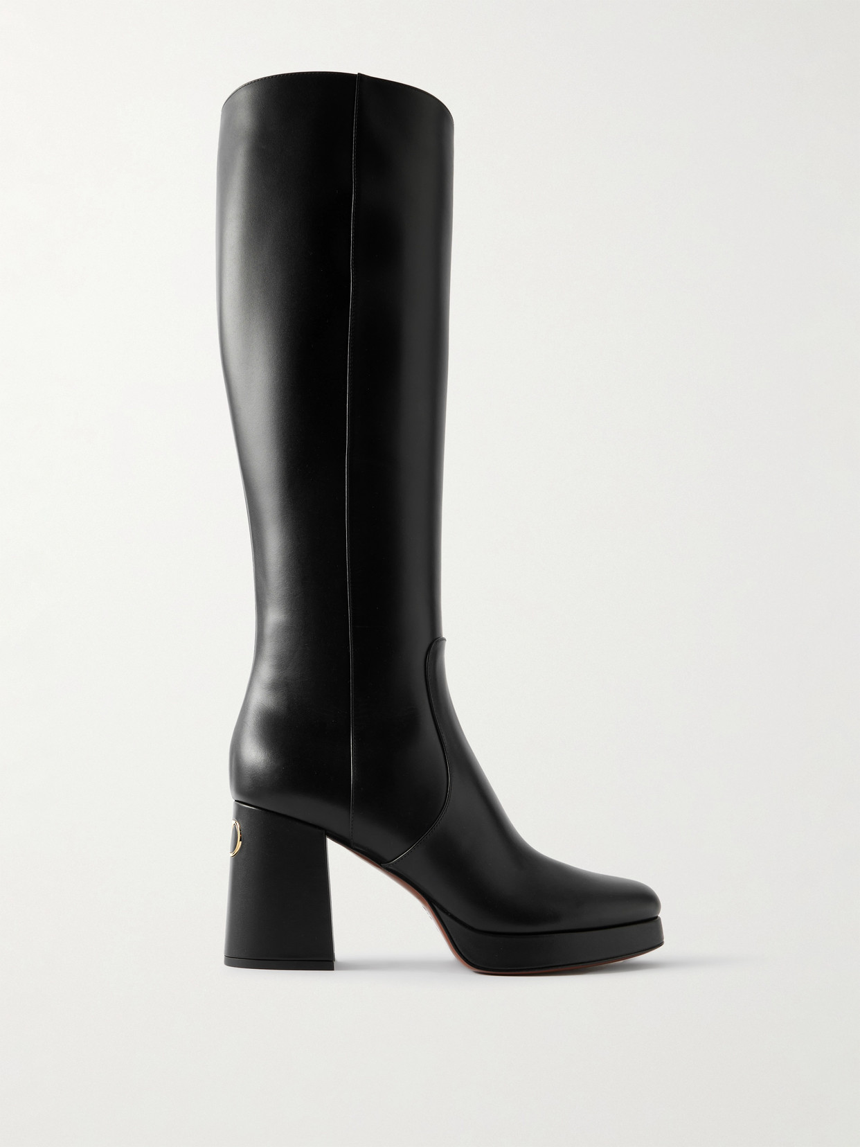 Valentino Garavani Leather Knee Boots In Black