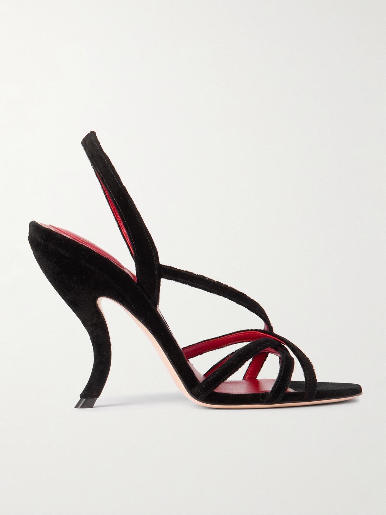 Valentino Fetishique 105 Velvet Slingback Sandal In Black