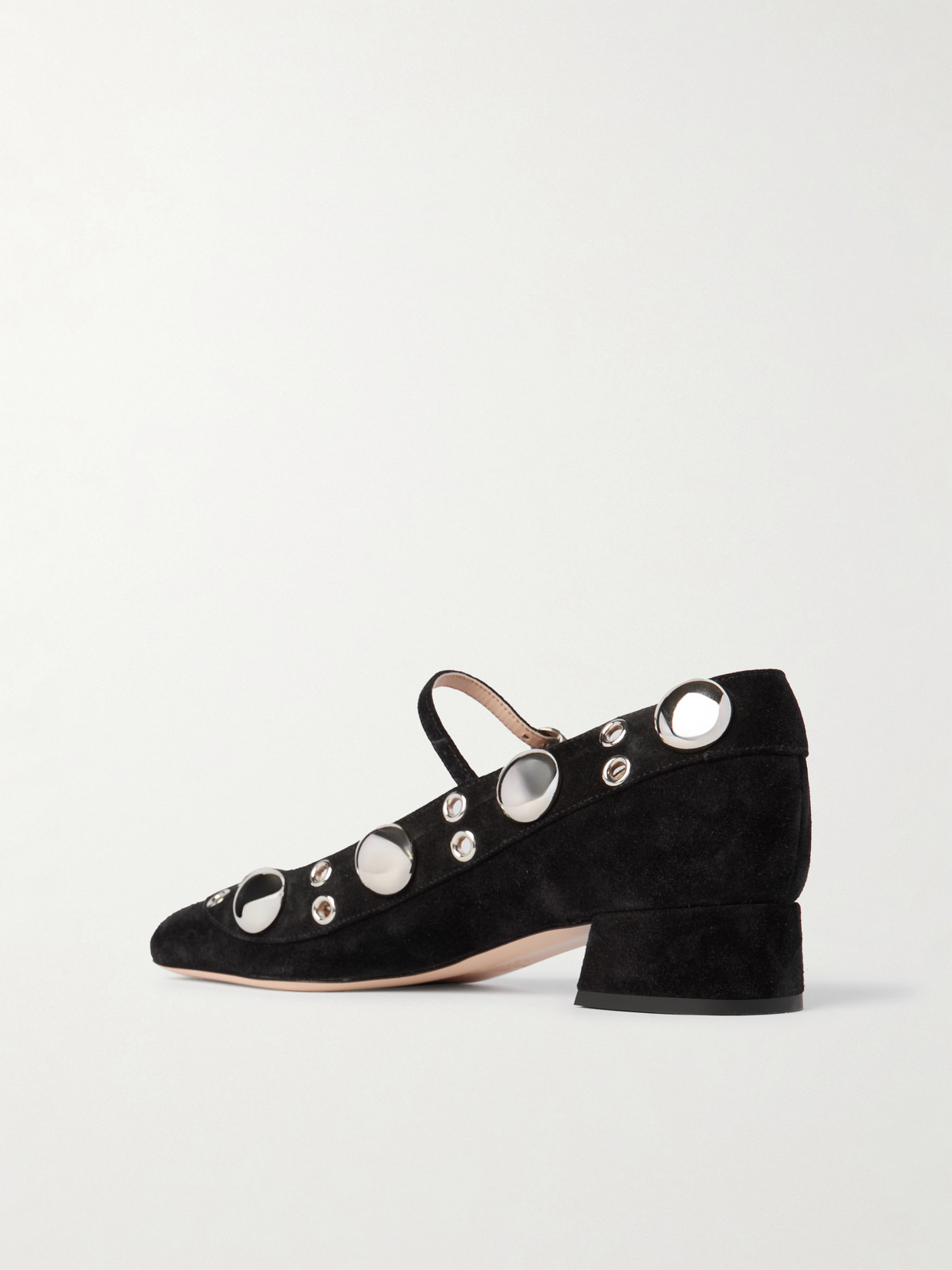 Valentino Nellcote 30 Embellished Mary Jane Suede Pumps In Black