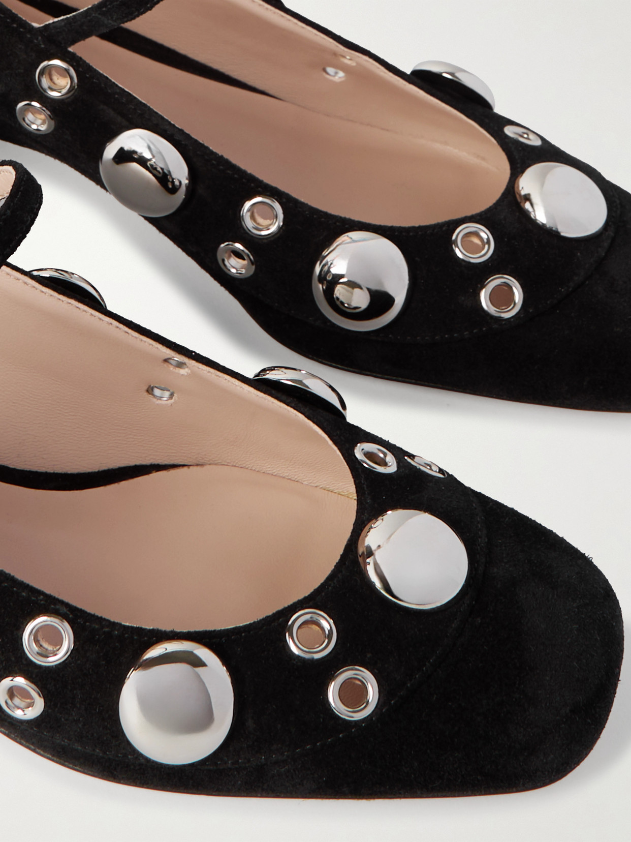 Valentino Nellcote 30 Embellished Mary Jane Suede Pumps In Black