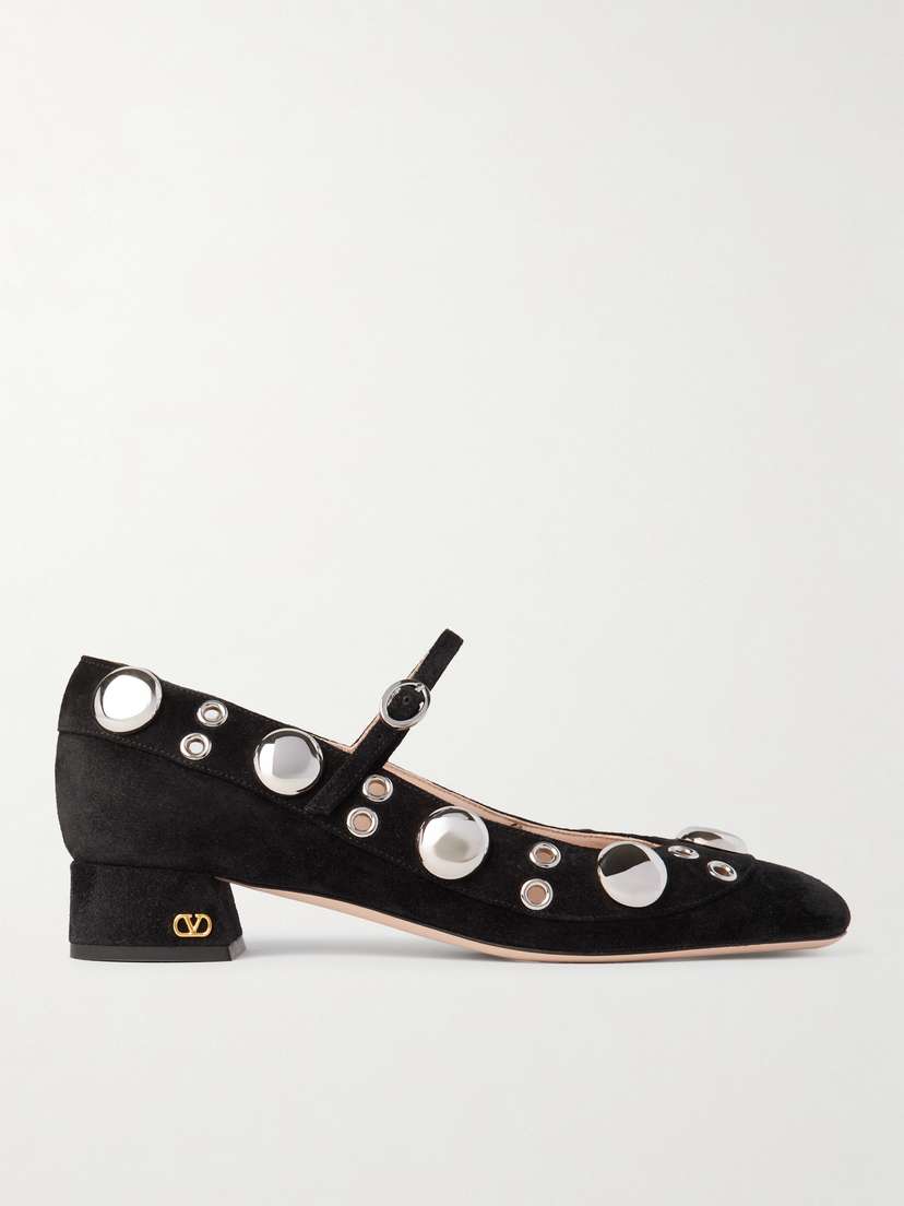 Valentino Garavani — Nellcote 30 embellished Mary Jane suede pumps