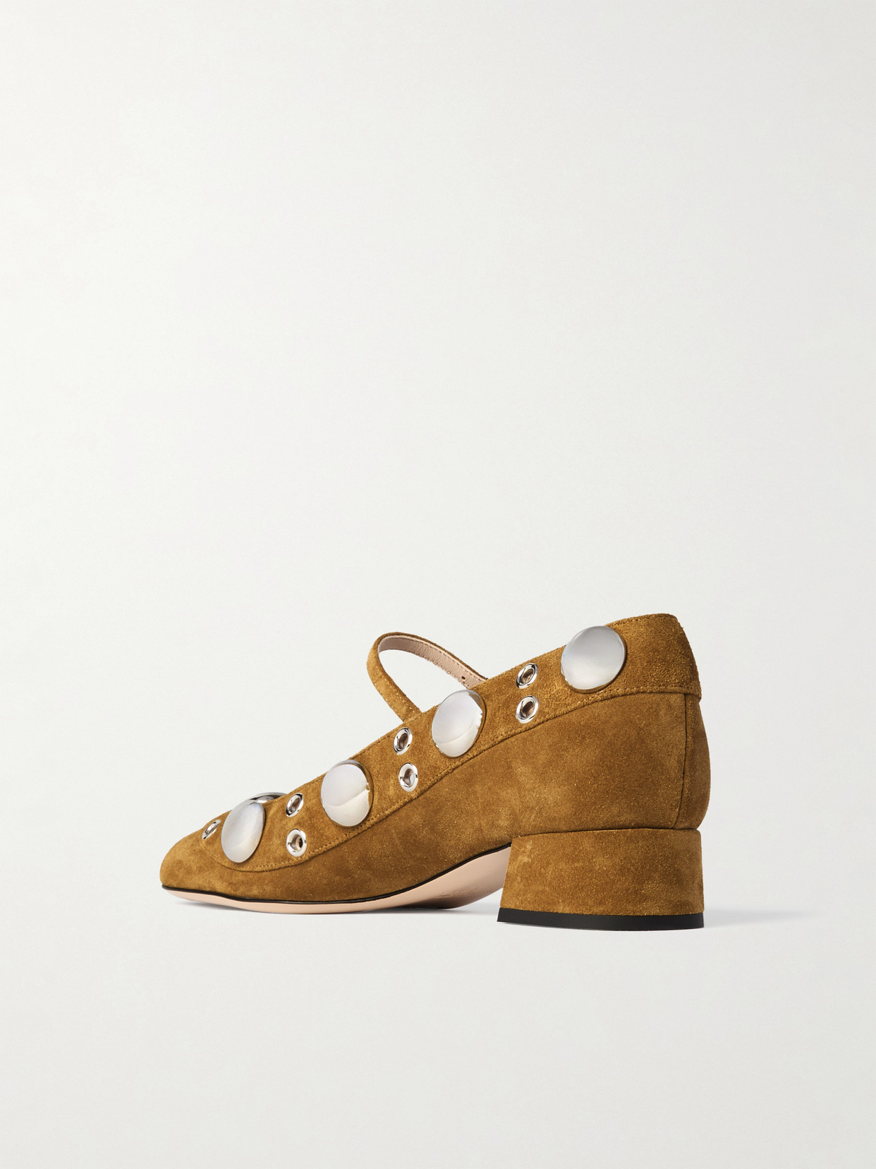 Valentino Nellcote Studded Suede Mary Jane Ballerina Flats In Brown