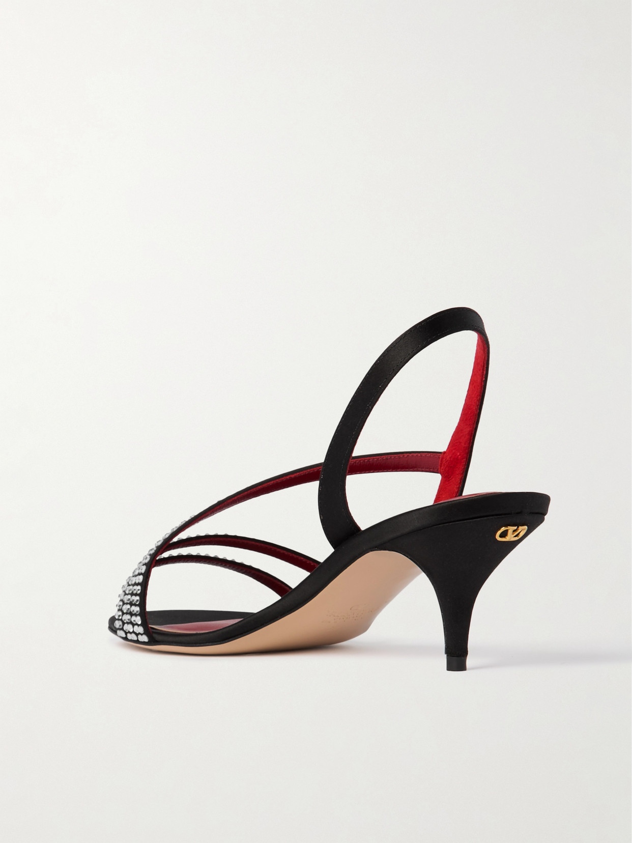 Valentino Dans Le Foyer 55 Crystal-embellished Satin Slingback Sandals In Black