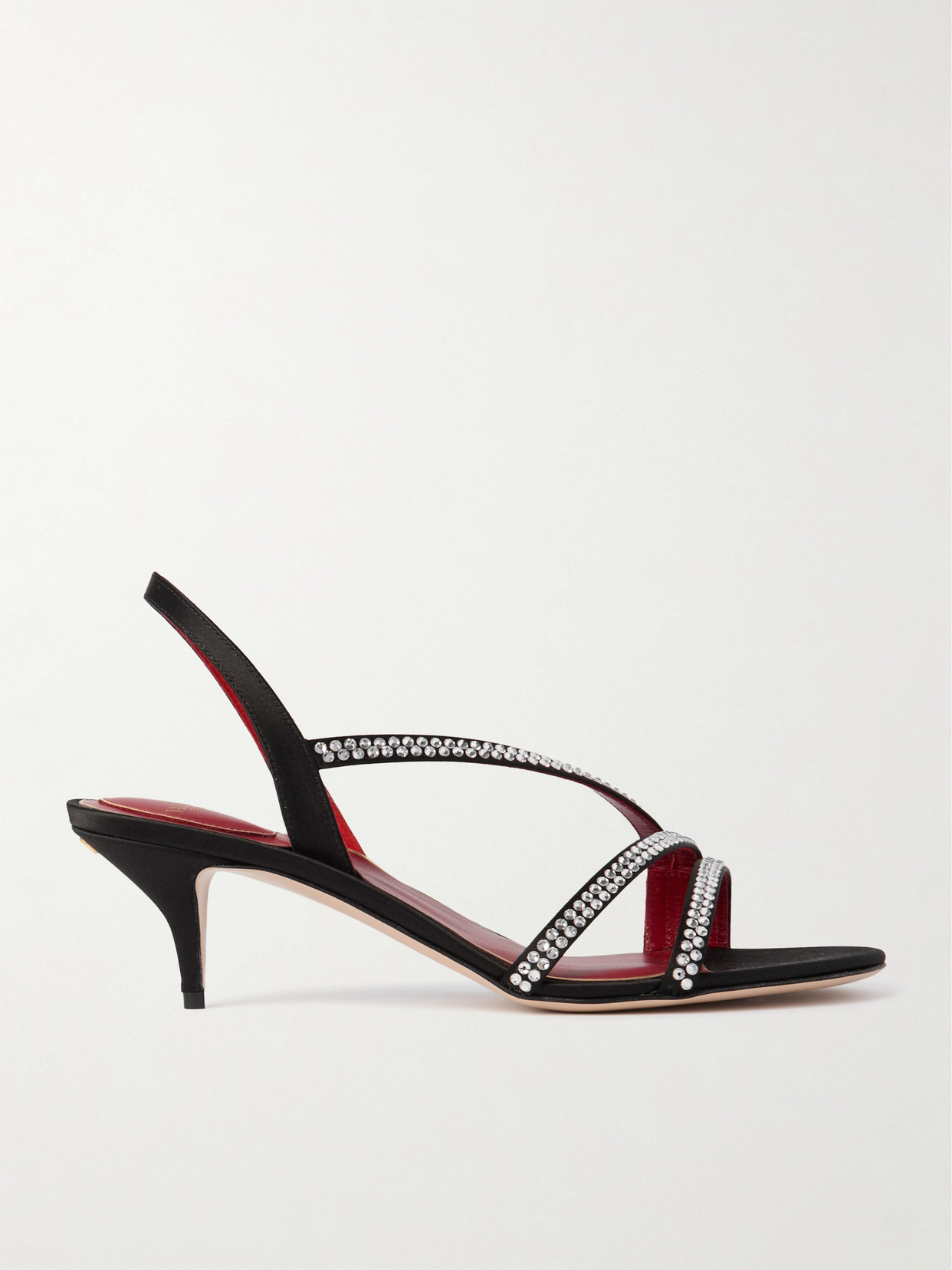 Valentino Garavani Dans Le Foyer 55 Crystal-embellished Satin Slingback Sandals In Black