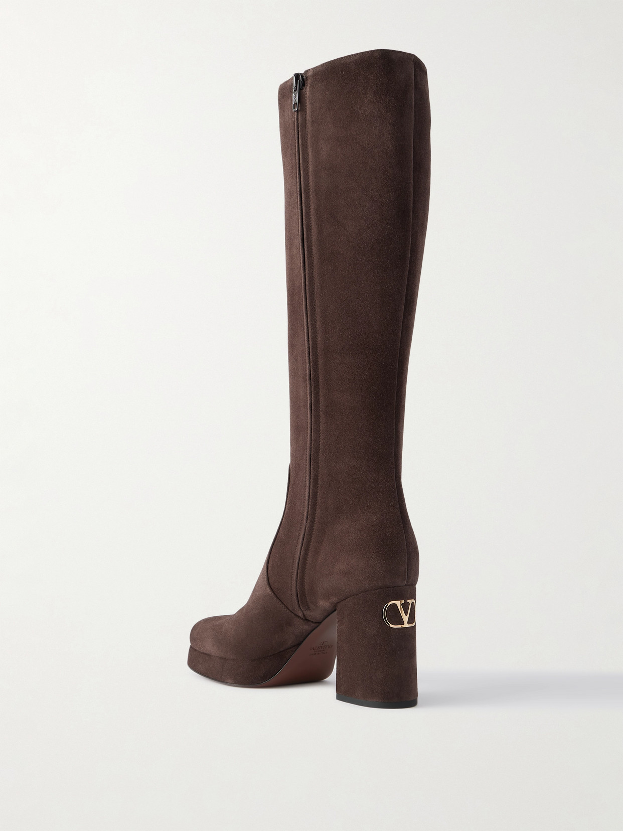 Valentino Fawcette 100 Suede Platform Knee Boots In Brown