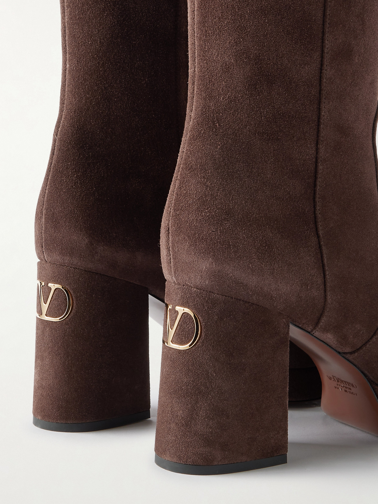 Valentino Fawcette 100 Suede Platform Knee Boots In Brown