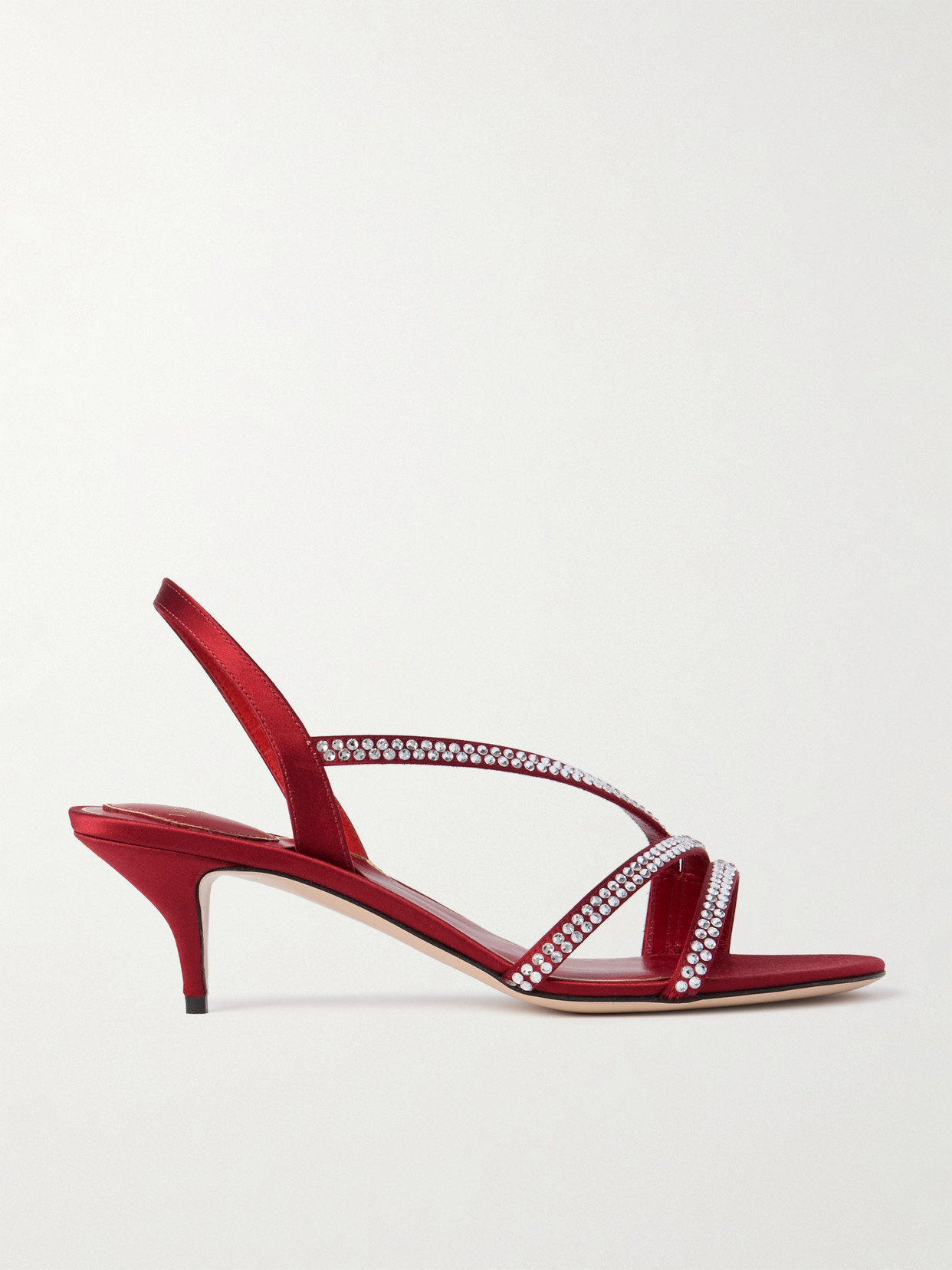 Valentino Garavani Dans Le Foyer 55 Crystal-embellished Satin Slingback Sandals In Red