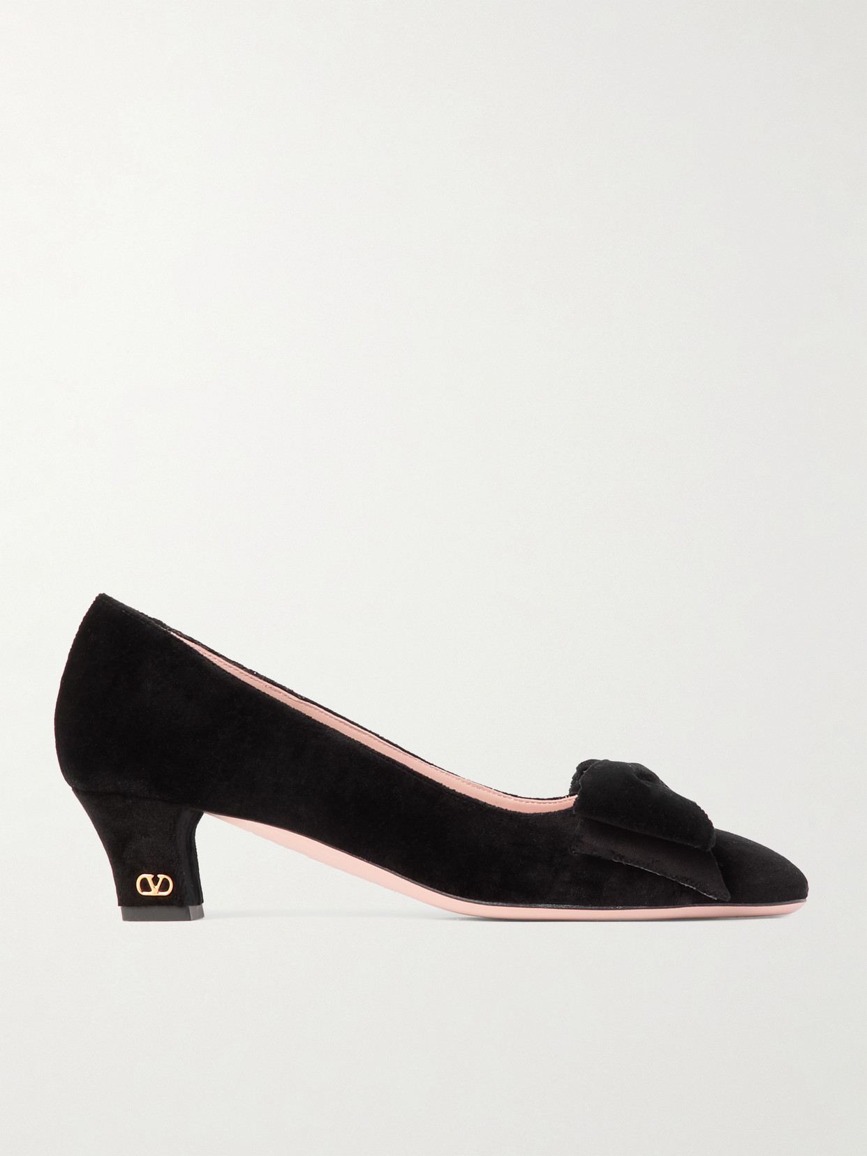 Valentino Garavani Bowow 45 Bow-embellished Velvet Pumps In Black