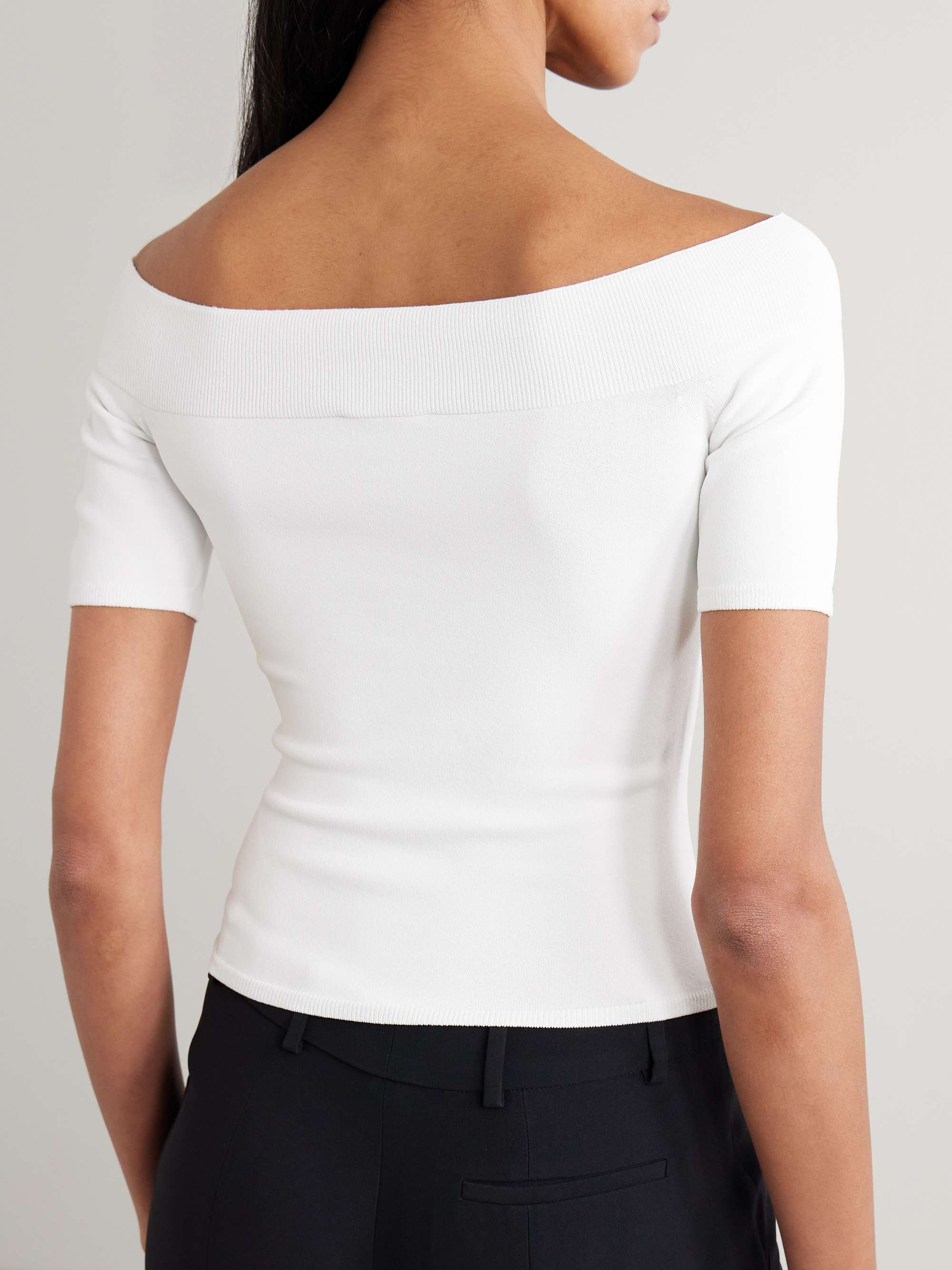 MCQUEEN Off-the-shoulder stretch-knit top