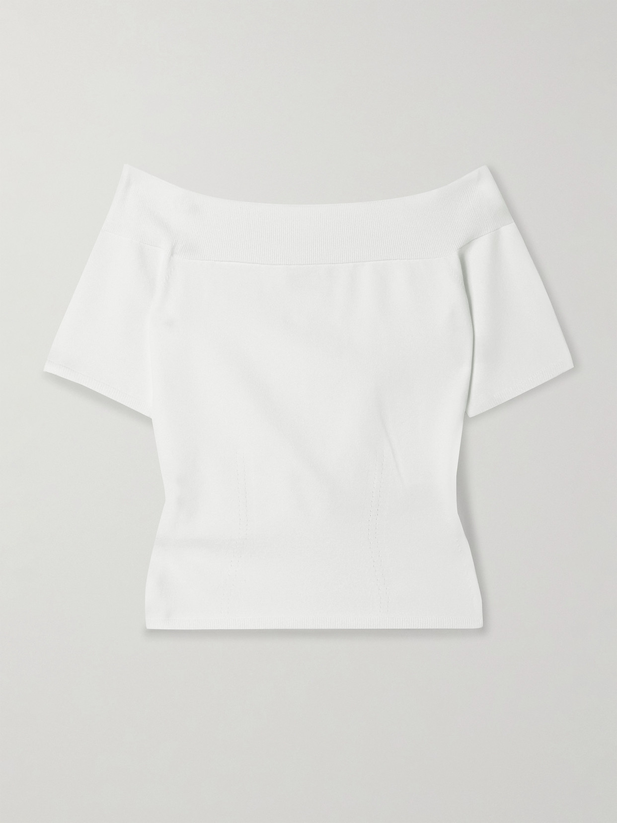 Alexander Mcqueen Off-the-shoulder Stretch-knit Top In White