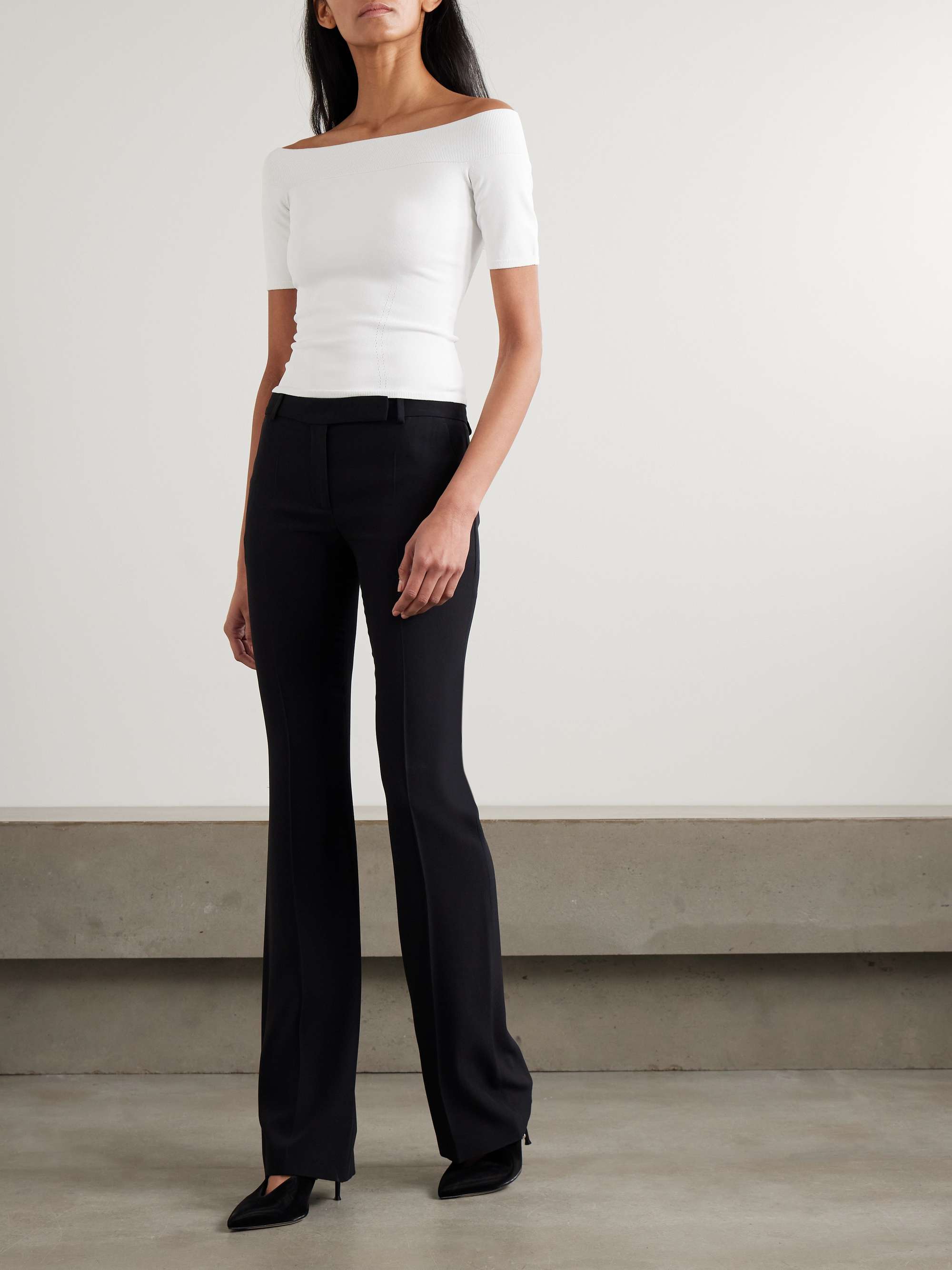 MCQUEEN Off-the-shoulder stretch-knit top