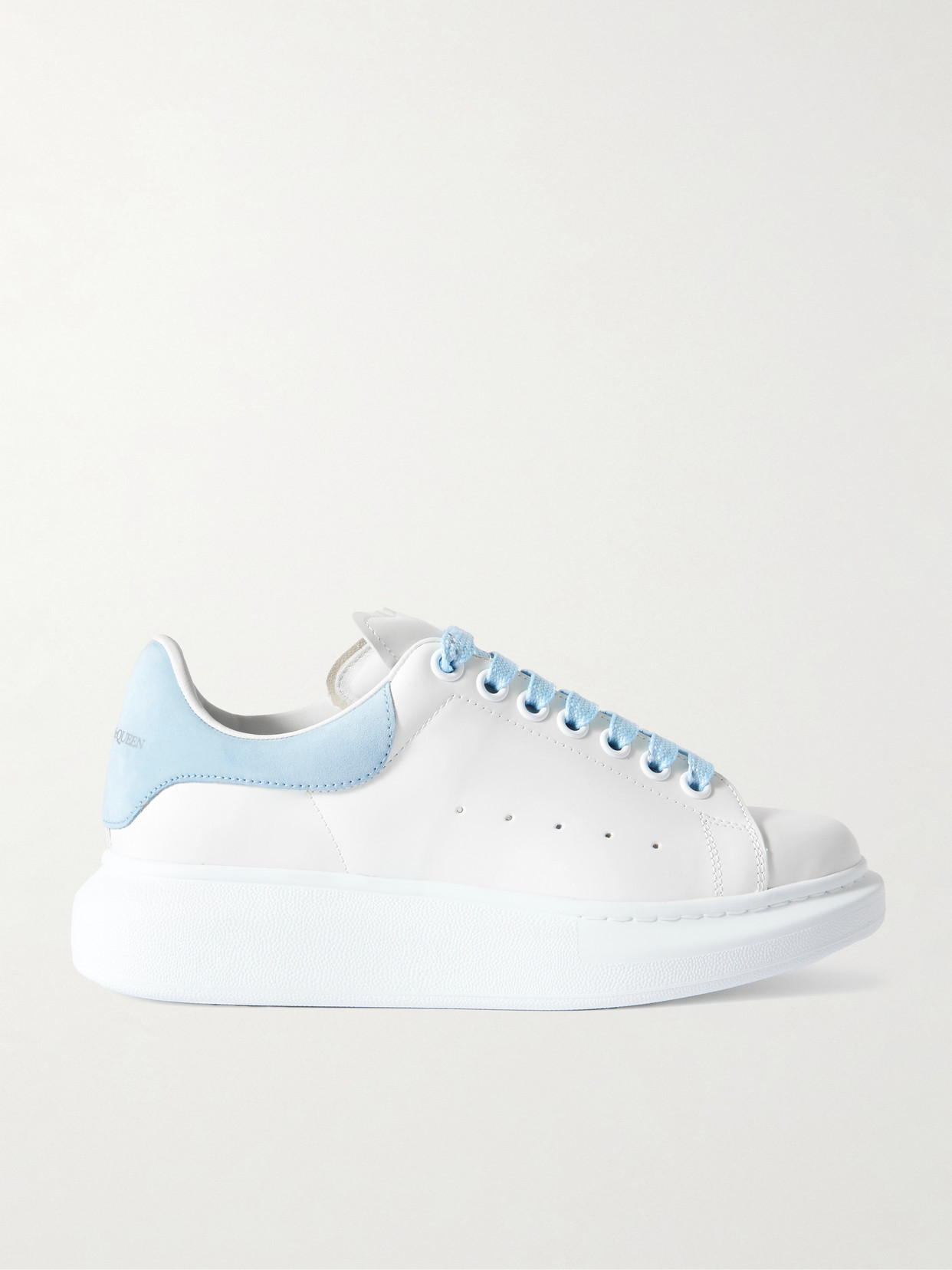 Alexander Mcqueen Suede-trimmed Leather Exaggerated-sole Sneakers In White