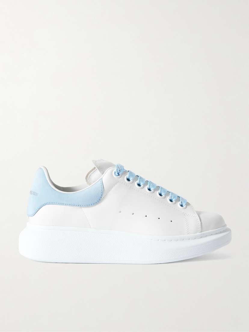McQueen Suede-trimmed Leather Exaggerated-sole Sneakers