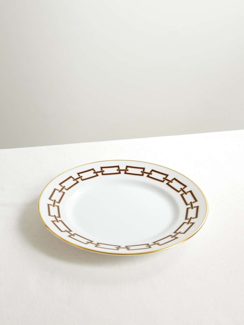 GINORI 1735 Catene Gold-plated Porcelain Dessert Plate