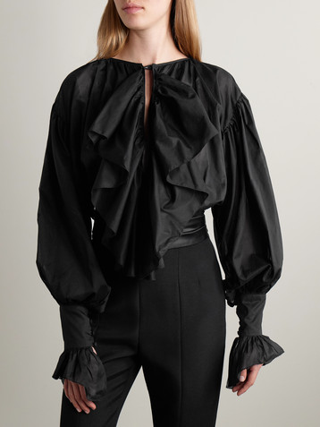 Salon 1884 Giacomo tie-neck ruffled cotton-voile blouse
