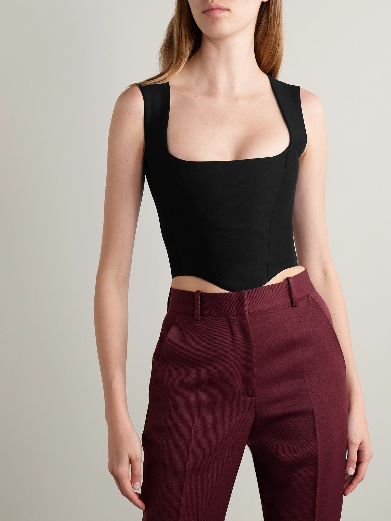 Salon 1884 Friuli Cropped Cotton And Silk-blend Top In Black
