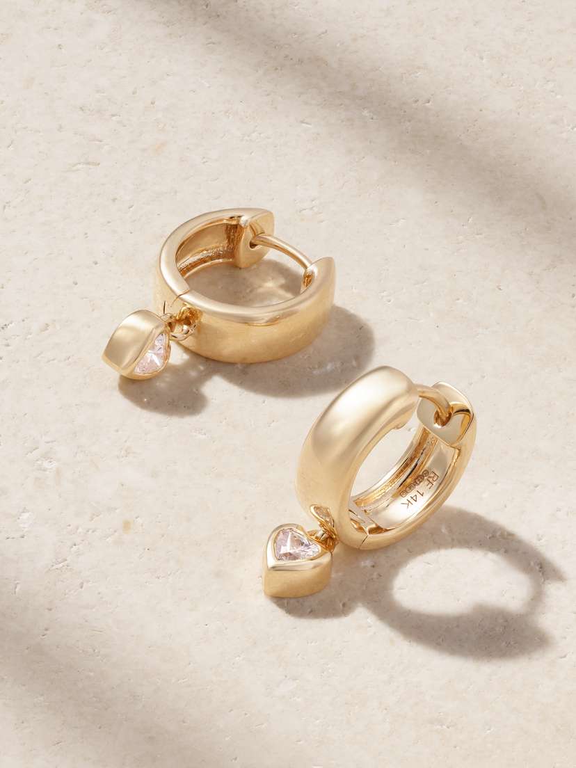 Roxanne First Everyday Drop 14-karat Gold Diamond Hoop Earrings