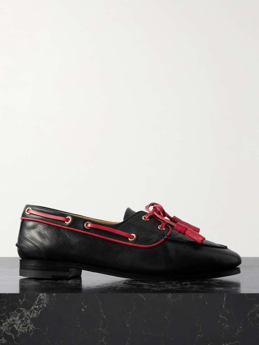 BALLY Pavlin Embellished Leather Boat Shoes