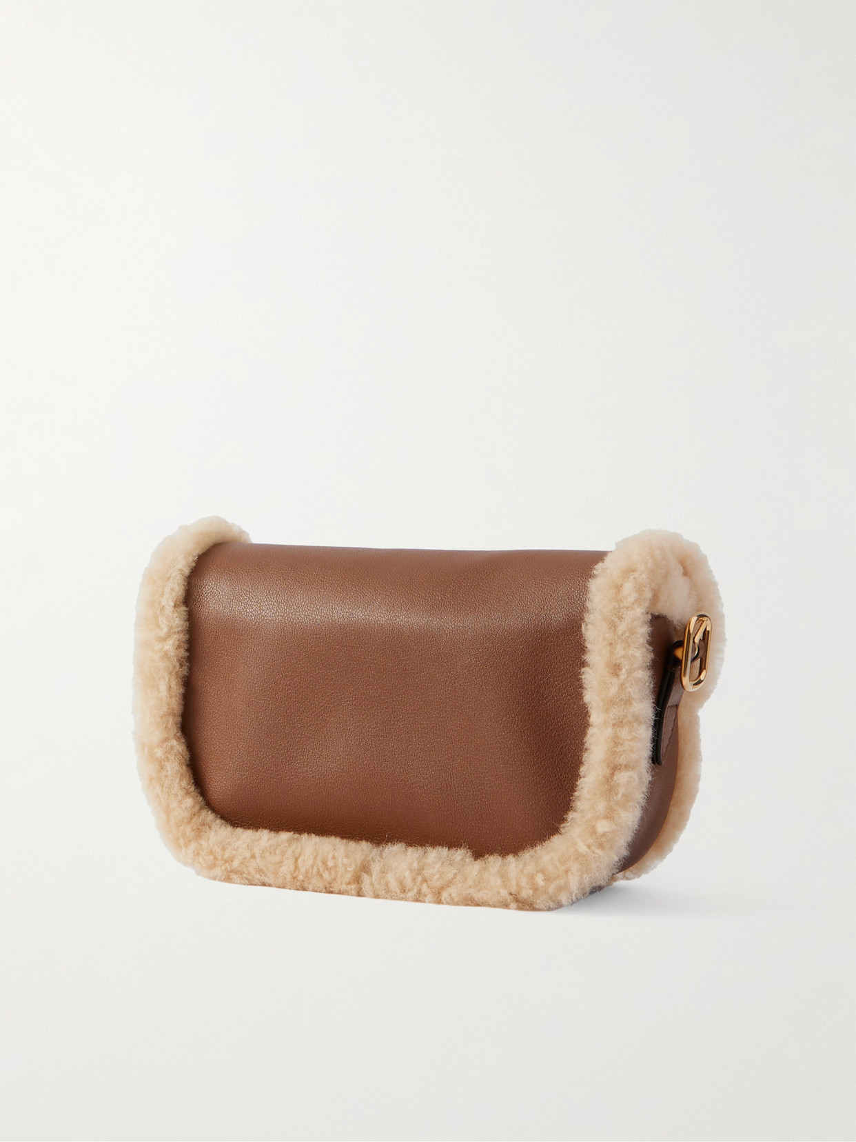 Shearling-Trimmed Shoulder Bag