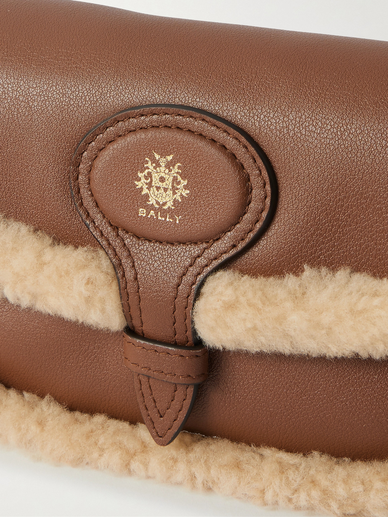 Shearling-Trimmed Shoulder Bag