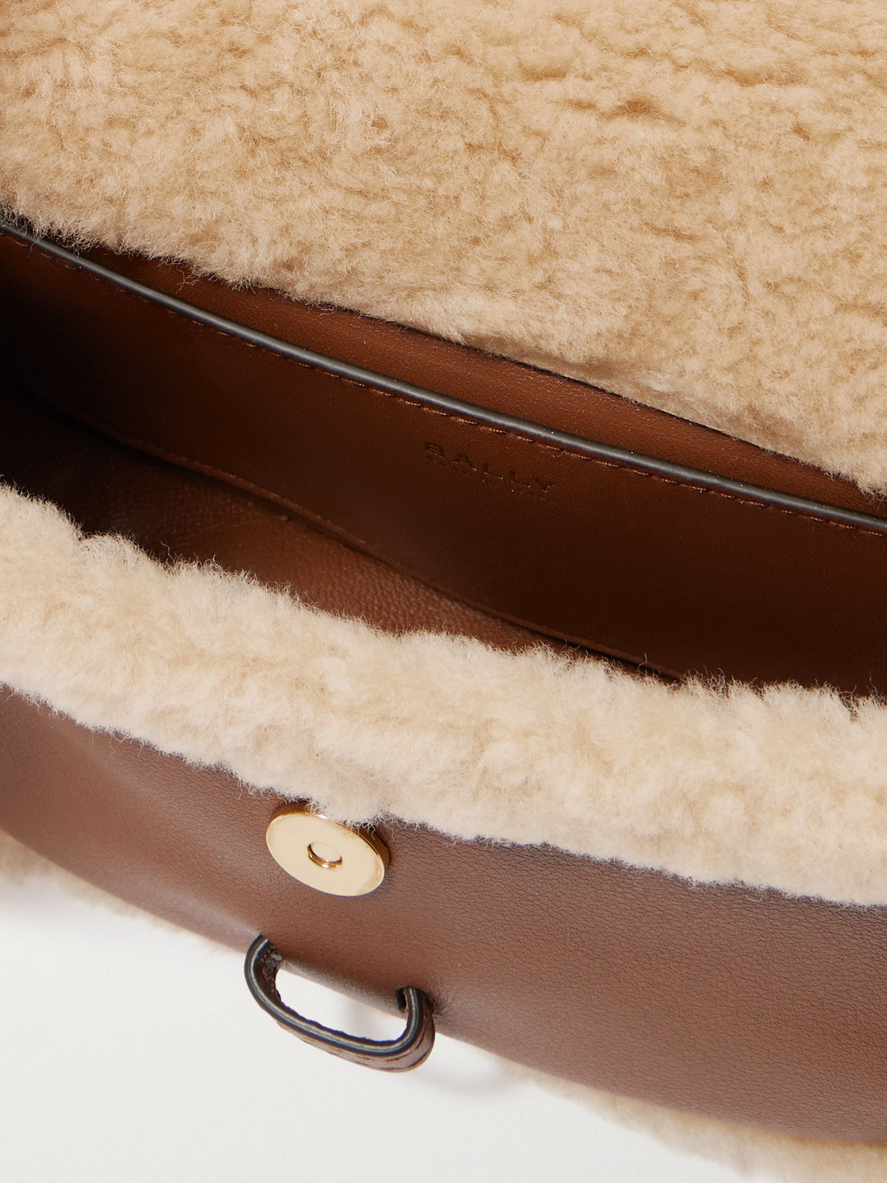 Shearling-Trimmed Shoulder Bag