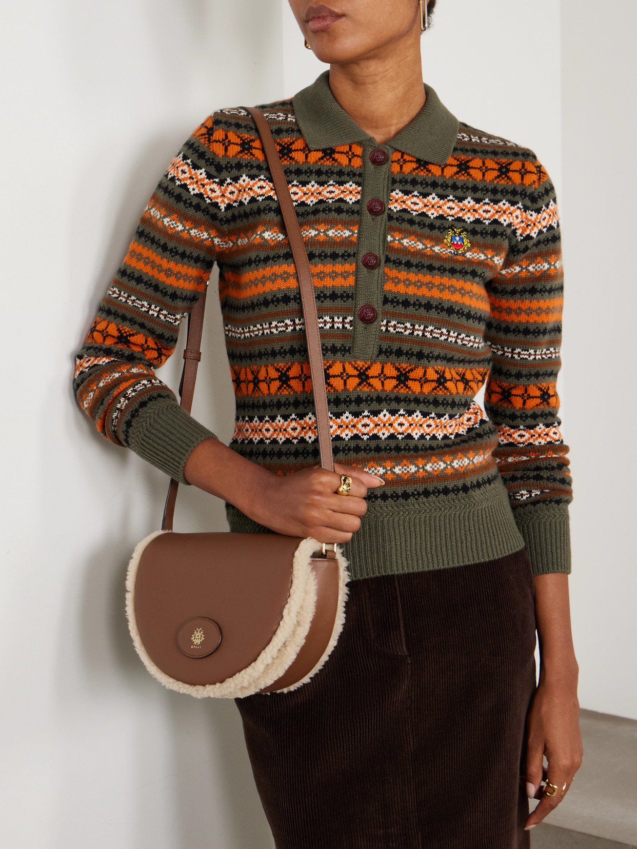 Elisabeth Shearling-Trimmed Shoulder Bag