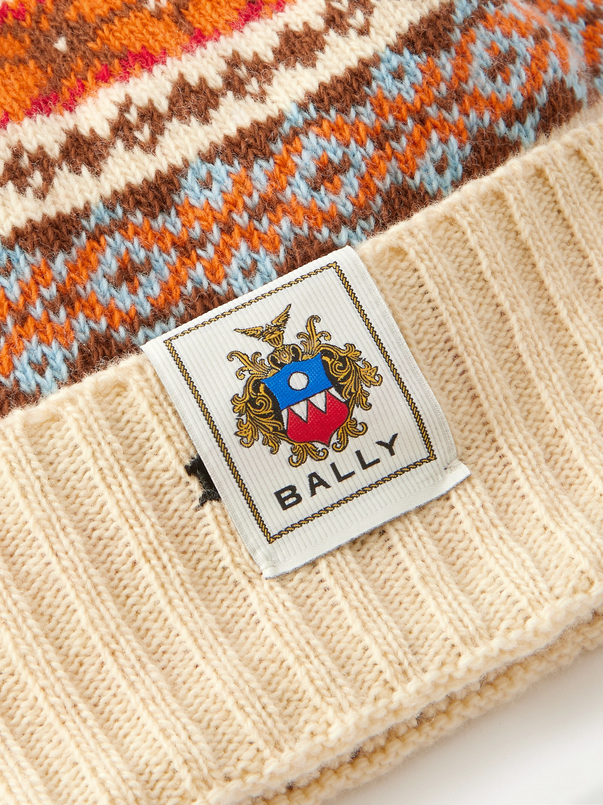 Bally Jacquard-knit Wool Beanie In Neutral