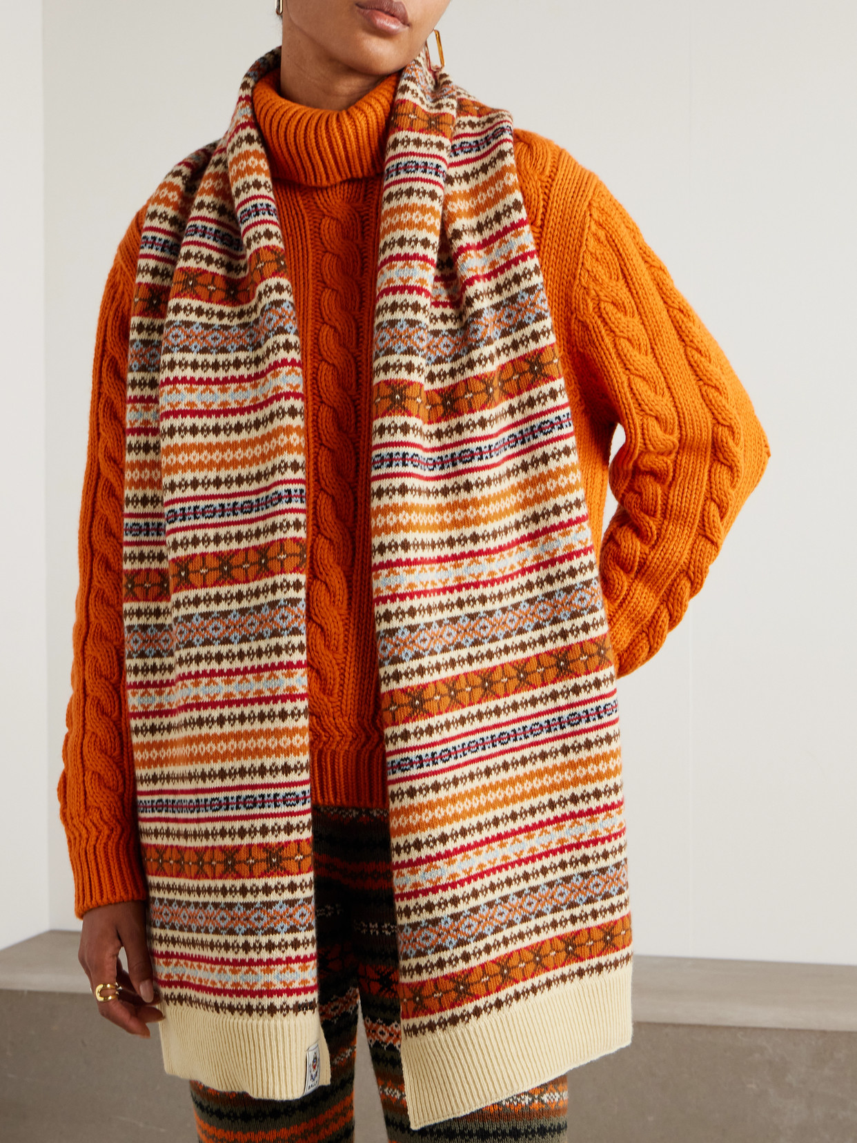 Bally Fair Isle Wool Scarf In Multi