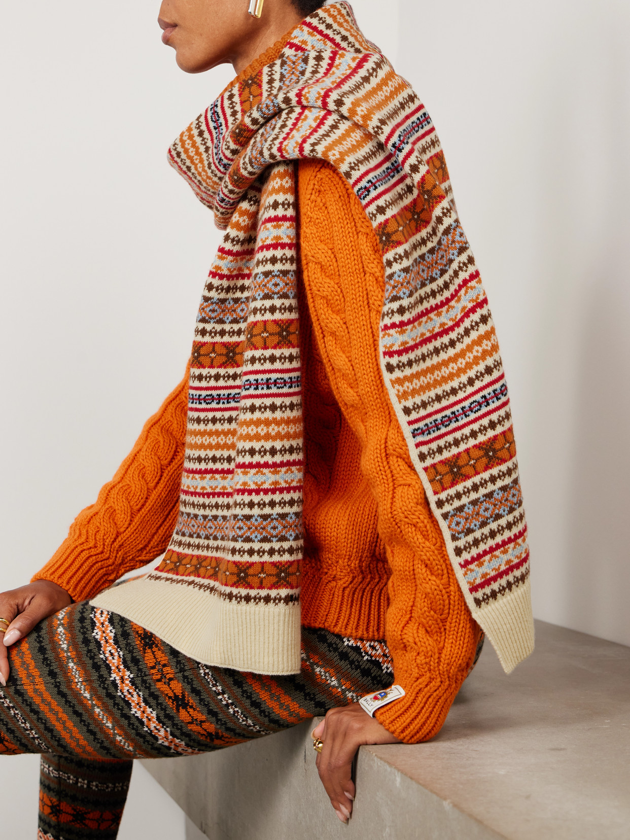 Bally Fair Isle Wool Scarf In Multi