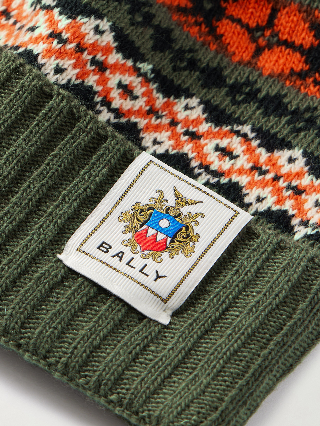 Bally Fair Isle Wool Beanie In Green