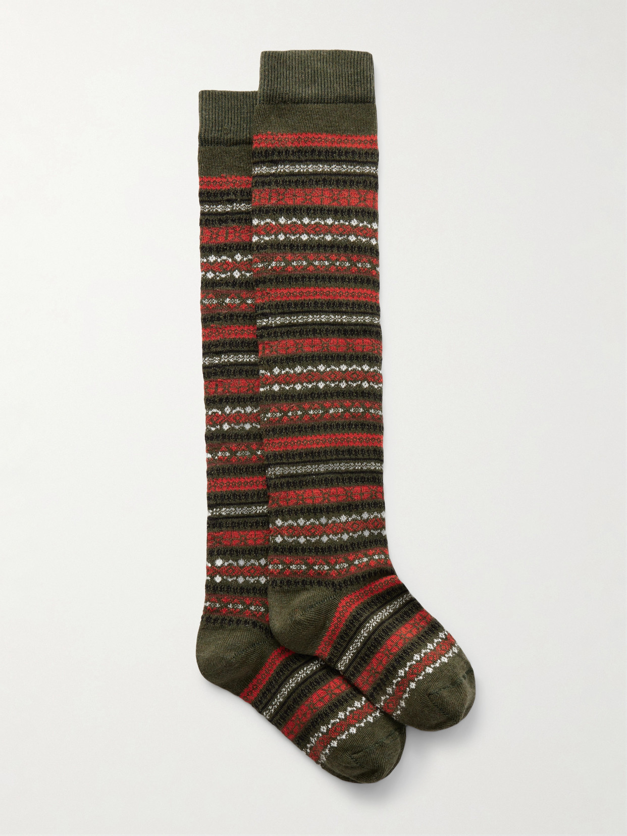 Bally Jacquard-knit Wool Socks In Green