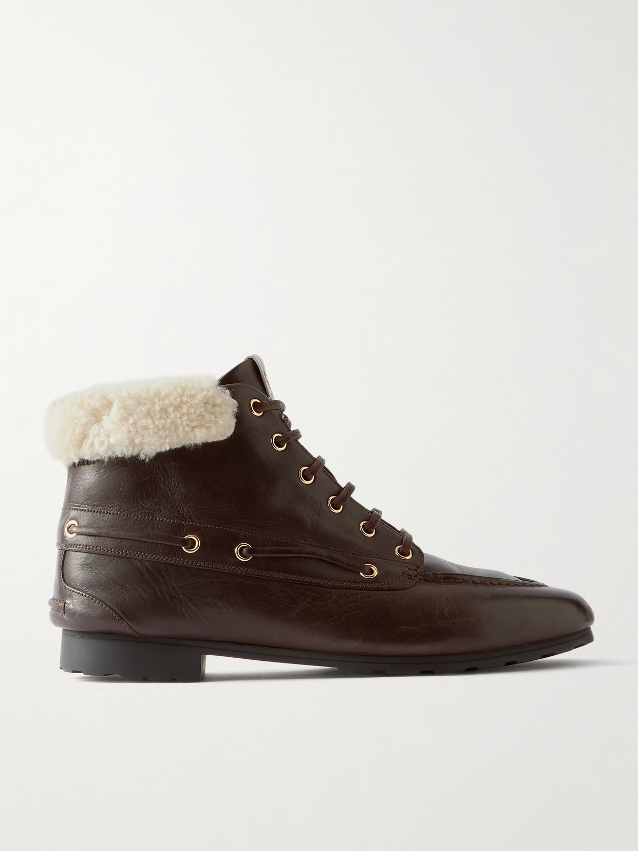 Bally Phedry Shearling-trimmed Ankle Boots In Brown