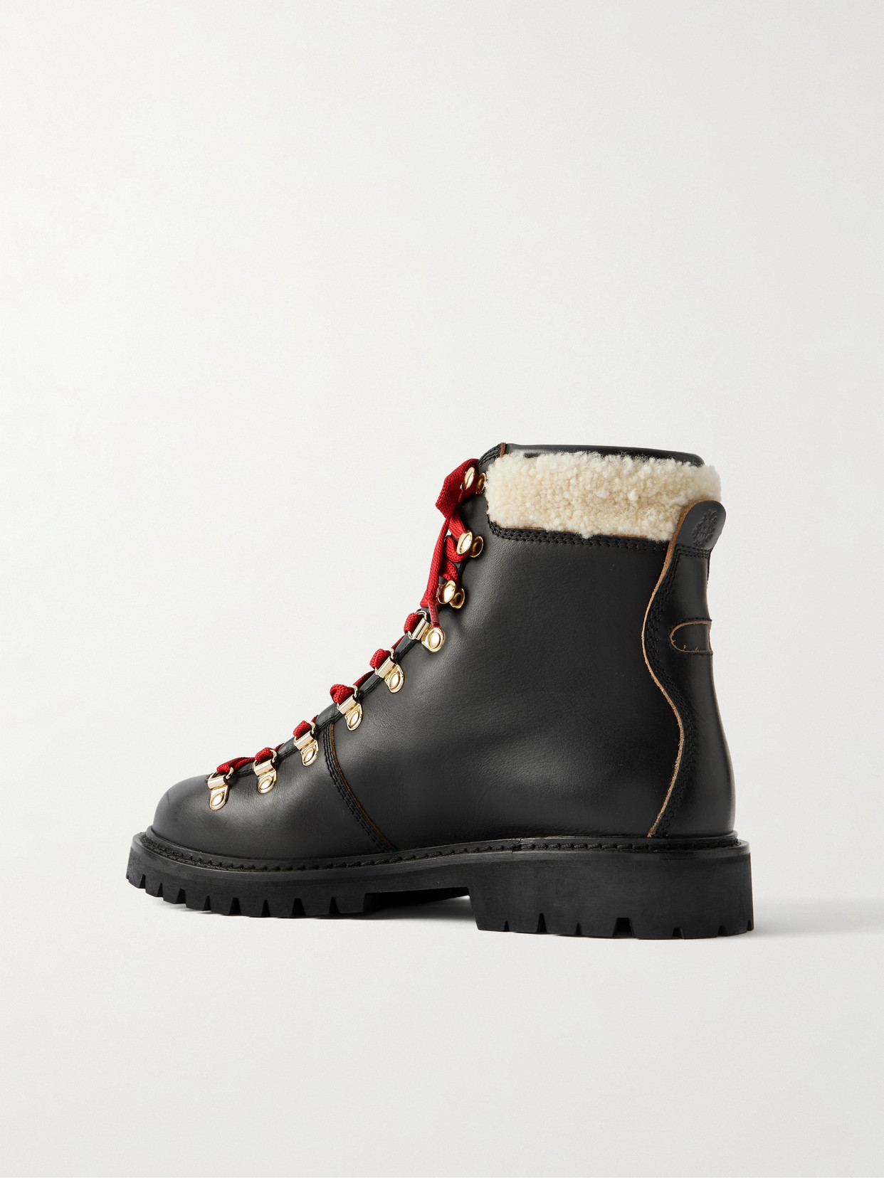 Bally Shearling-trimmed Leather Ankle Boots In Black