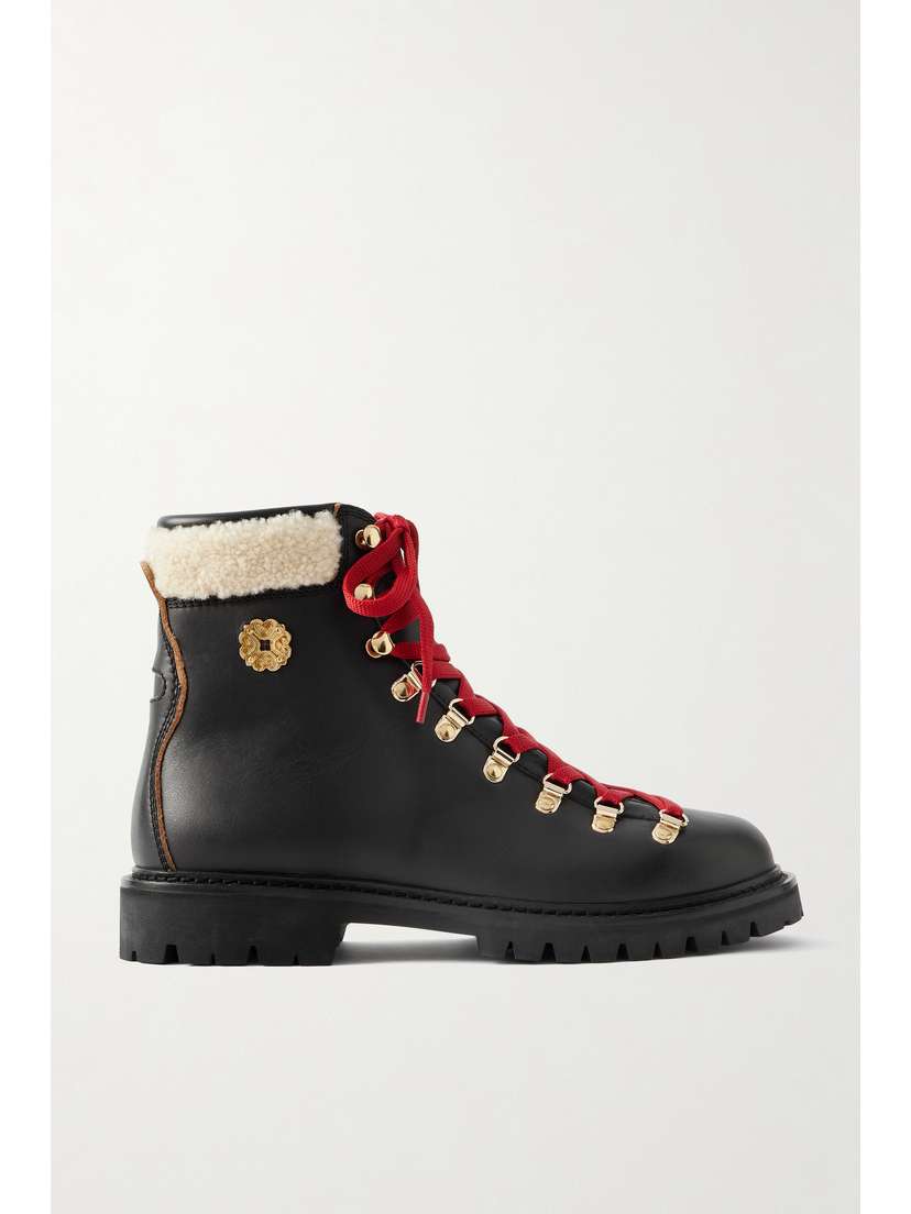 BALLY Shearling-trimmed Leather Ankle Boots