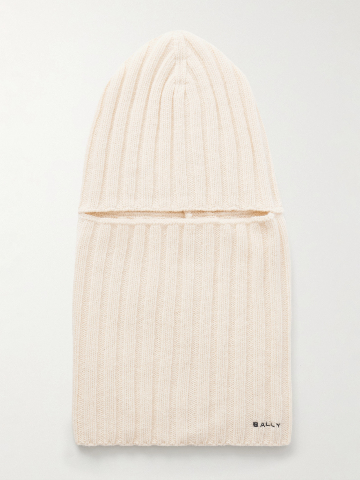 Bally Ribbed Wool Balaclava In Neutral