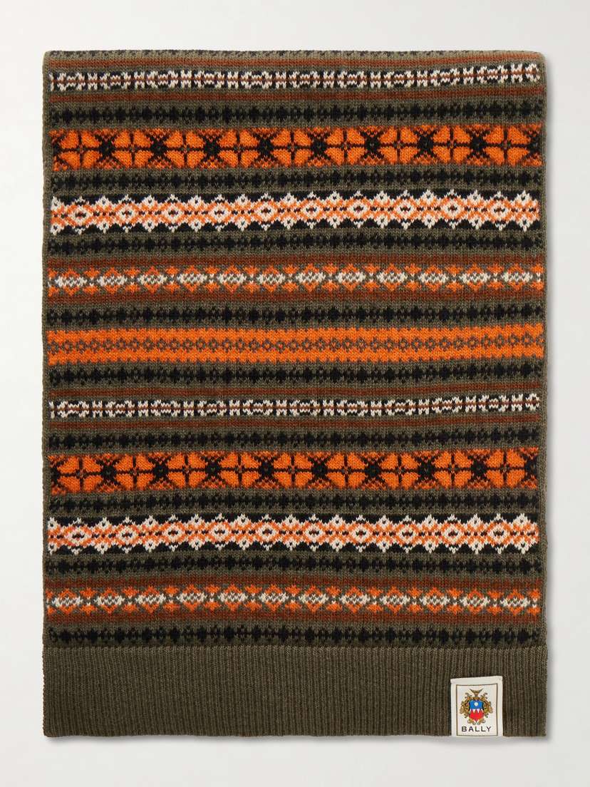BALLY Fair Isle Wool Scarf
