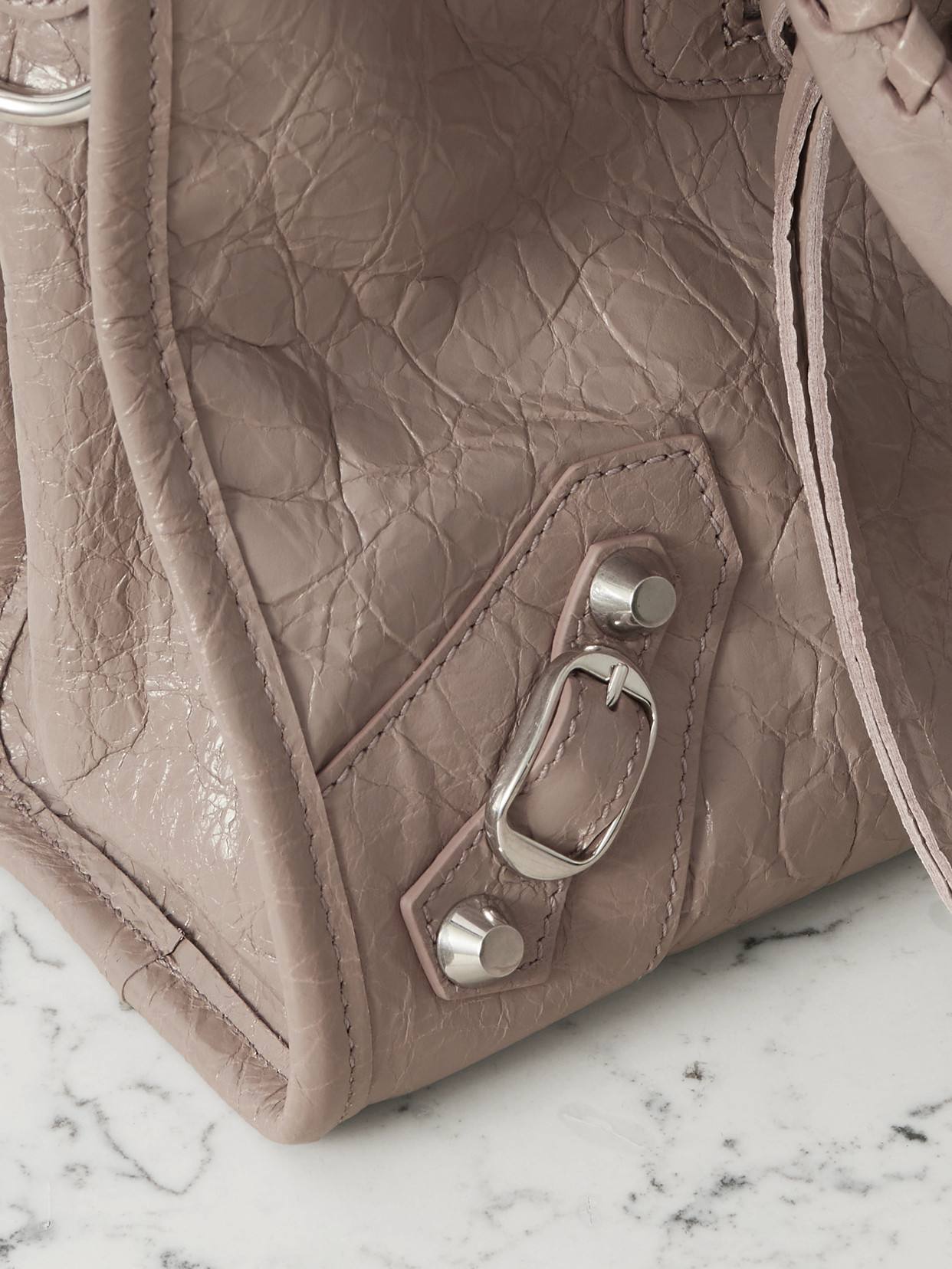 Balenciaga Le City Small Embellished Textured-leather Tote