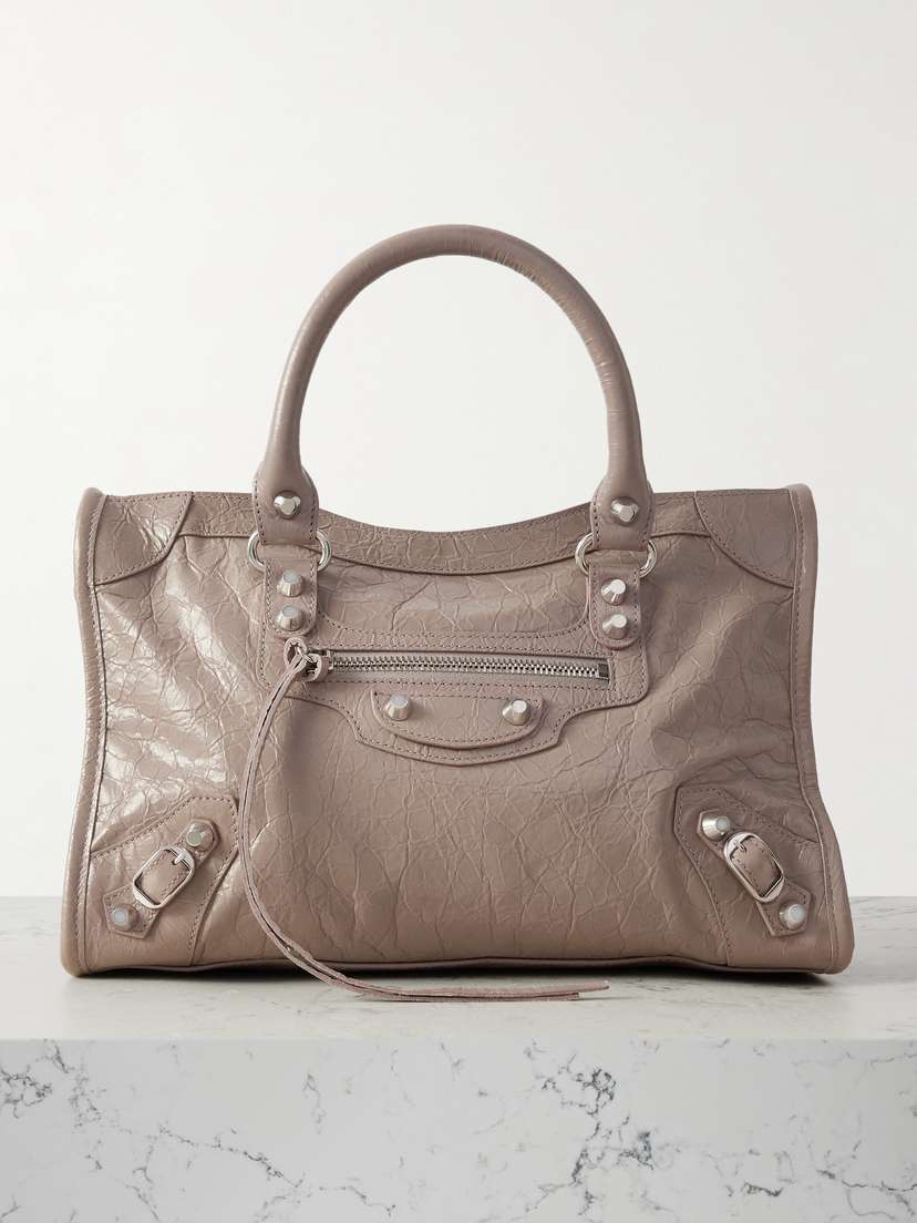 Balenciaga Le City Small Embellished Textured-leather Tote
