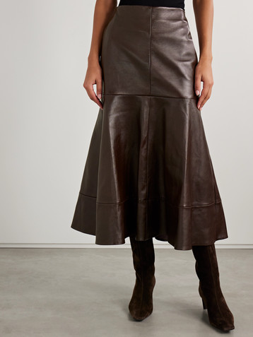 Brandon Maxwell The Preston paneled leather midi skirt