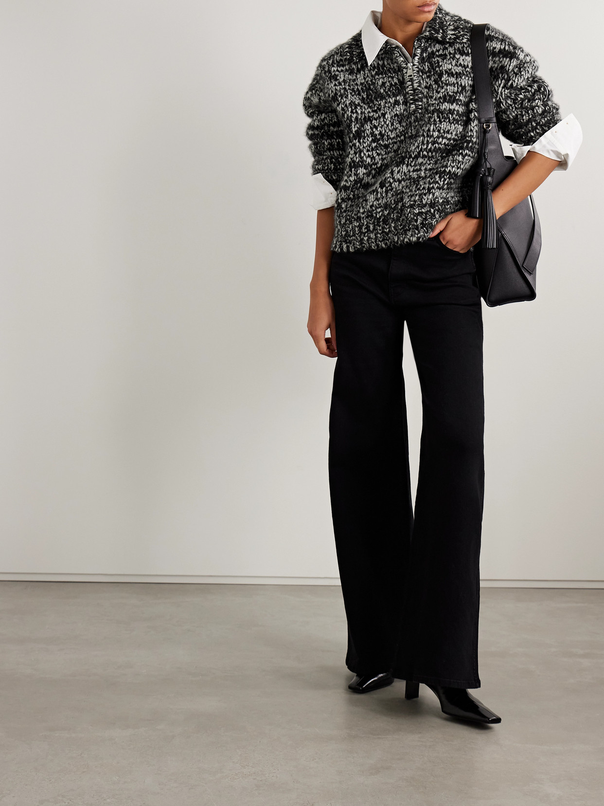 Brandon Maxwell The Posie Space-dyed Cashmere And Silk-blend Sweater In Gray