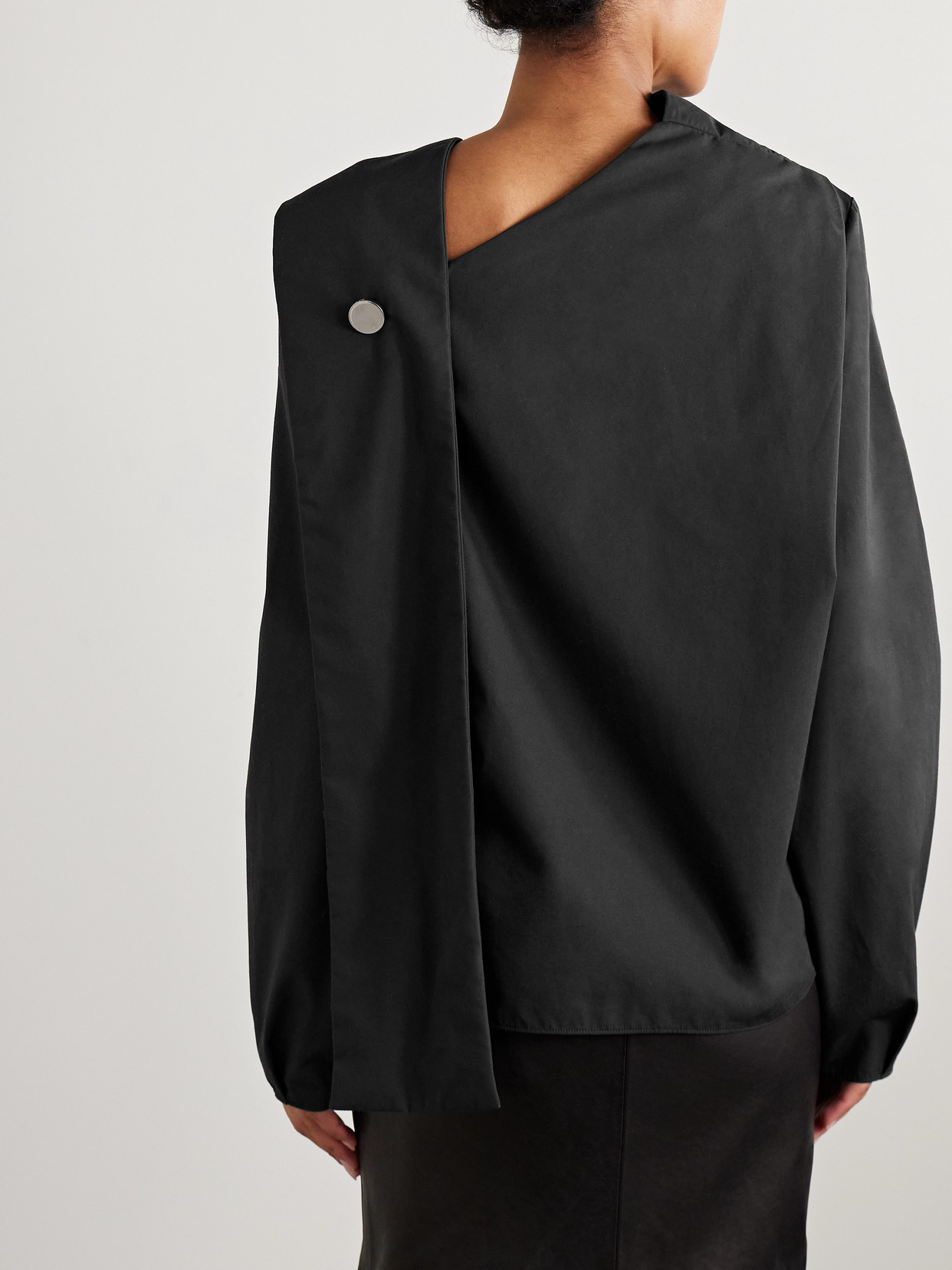 Brandon Maxwell The Quinn Draped Cotton-poplin Blouse In Black