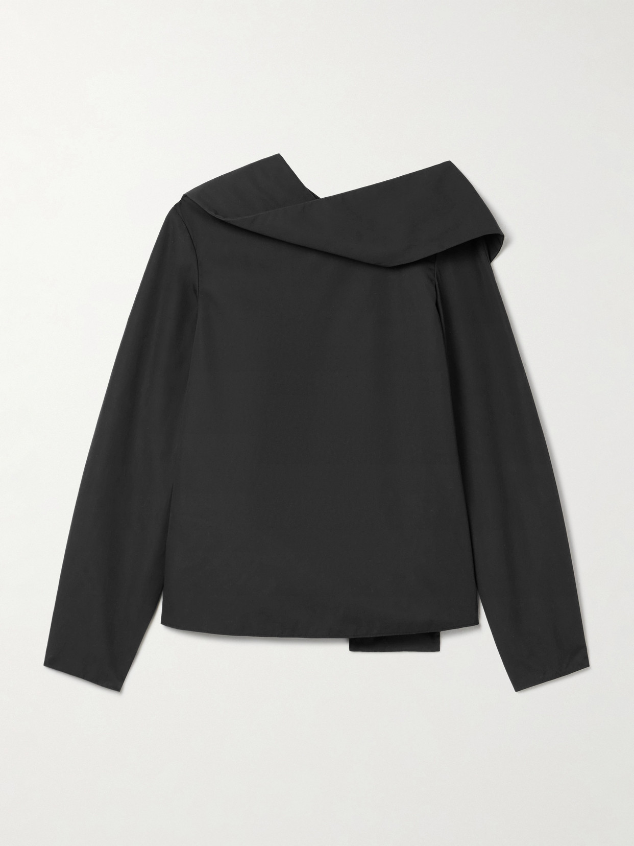 Brandon Maxwell The Quinn Draped Cotton-poplin Blouse In Black
