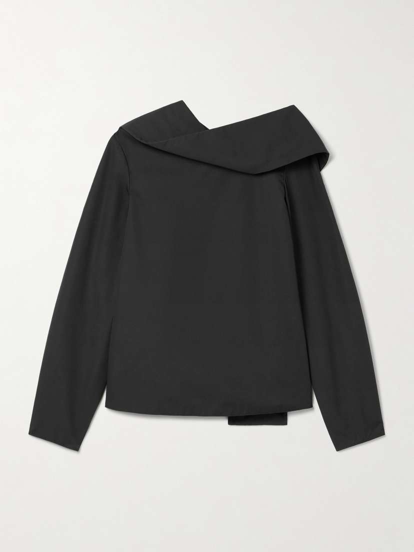 Brandon Maxwell The Quinn Draped Cotton-poplin Blouse
