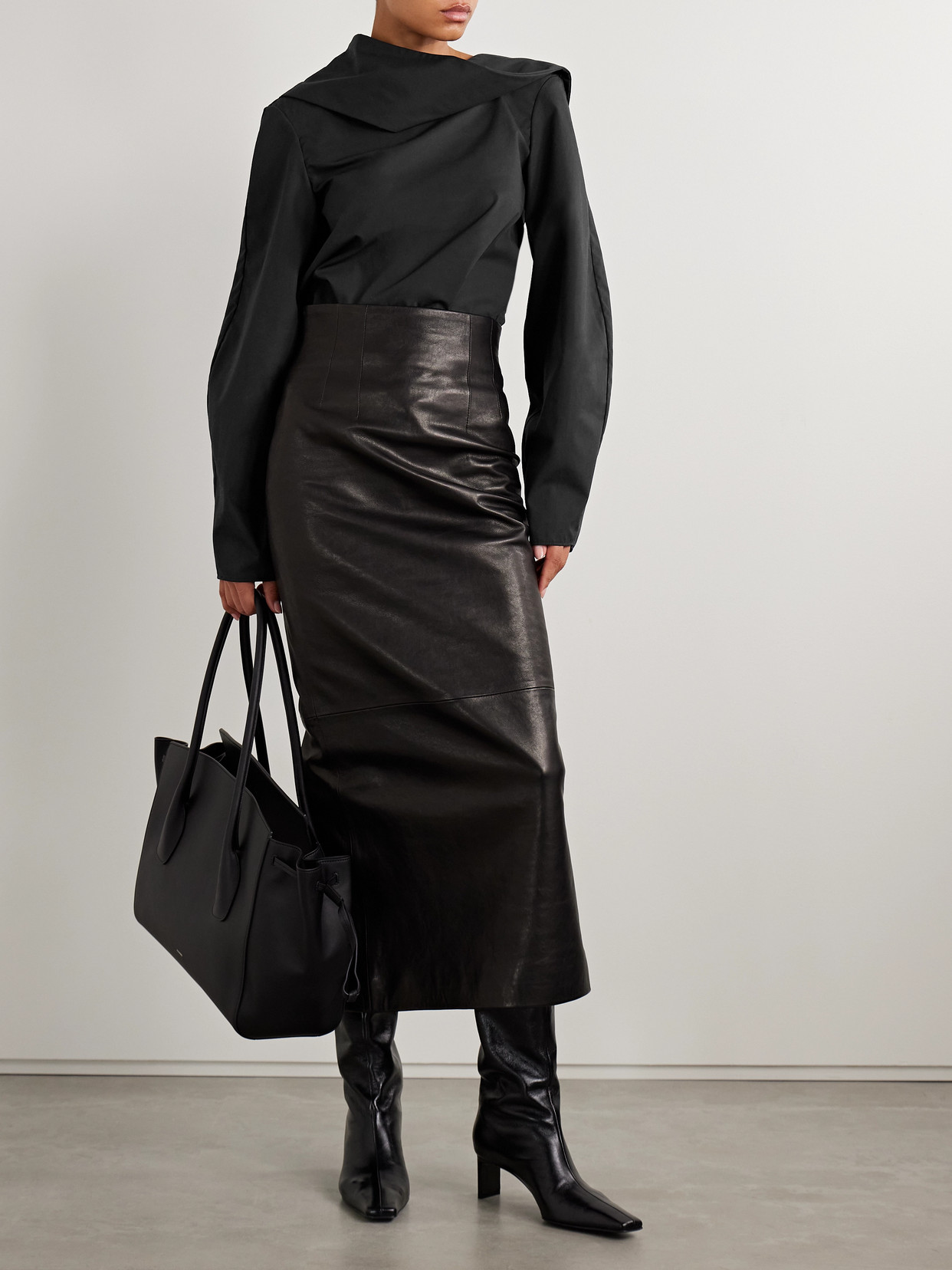 Brandon Maxwell The Quinn Draped Cotton-poplin Blouse In Black