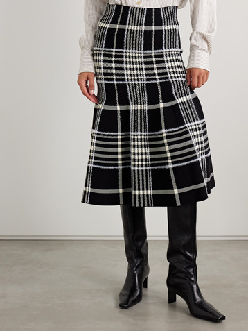 Brandon Maxwell The Rory checked jacquard-knit midi skirt