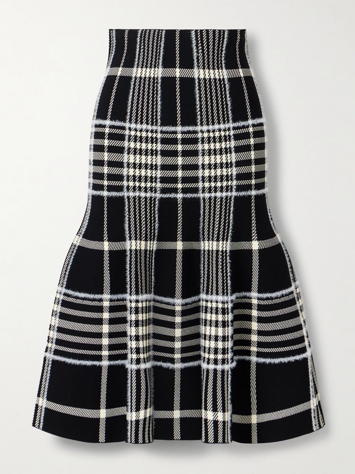 Brandon Maxwell The Rory Checked Jacquard-knit Midi Skirt In Black